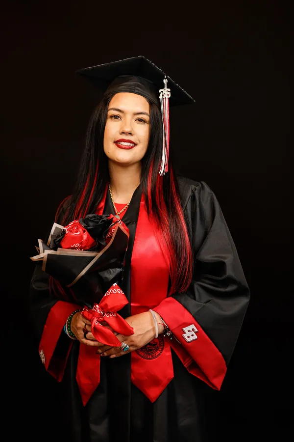 Graduation portrait with roses