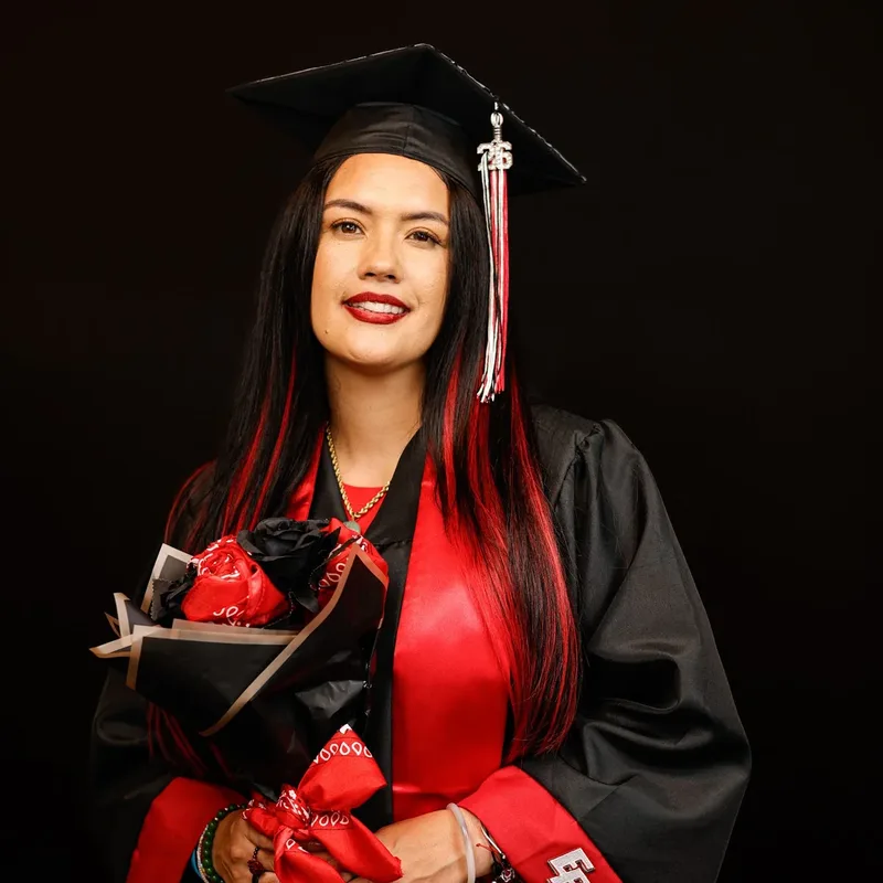 Graduation portrait with roses